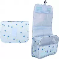 Fako Fashion® - Reis Toilettas Met Ophang Haak - Travel Bag - Organizer Voor Toiletartikelen - Reisartikelen - Travel Bag - Ophangbare Toilettas - Kersen Lichtblauw