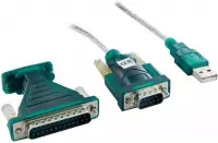 4World 01434 kabeladapter/verloopstukje USB 2.0 RS 232 DB9M, DB25M Groen, Doorschijnend