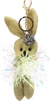 Sleutelhanger Konijn met Glitters - 15 cm - Goudkleurig