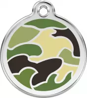 Camouflage Green roestvrijstalen hondenpenning medium/gemiddeld dia. 3 cm RedDingo