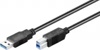 USB-A naar USB-B kabel - USB3.0 - tot 0,9A / zwart - 0,25 meter