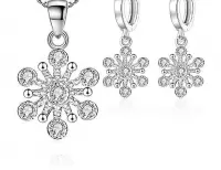 925 sterling zilveren sprankelende bloem hanger ketting oorbellen voor vrouwen