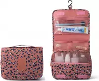 Toilettas met Luipaard print - Roze - Met Haak - Travel bag - Organizer voor toiletartikelen - Reisartikelen - Dames - Vrouwen - Meisjes