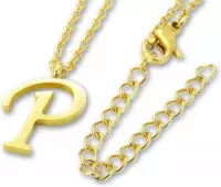 Amanto Ketting Letter P Gold - 316L Staal - Alfabet - 17x12mm - 50cm