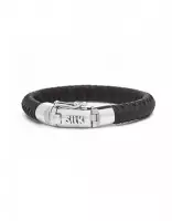 SILK Jewellery - Zilveren Armband - Arch - 326BBR.21 - bruin/zwart leer - Maat 21