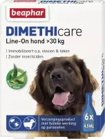 Beaphar dimethicare line-on hond tegen vlooien en teken >30 kg 6 pip 4,5 ml