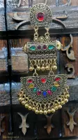 Oorbellen dames | Oorhangers | Lange oorbellen | 90 mm lang | Kleur Goud .