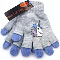 Kinder glitter handschoenen voor meisjes dubbellaags thermo met vogel print - paars