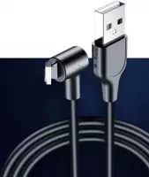 DrPhone D10 - 90° Haakse Lightning oplaadkabel - 2.4A Snel Laden - 1 Meter kabel -  Geschikt voor iPhone / IPad - Zwart