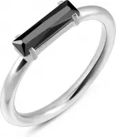 Twice As Nice Ring in edelstaal, baguette, zwart kristal  60